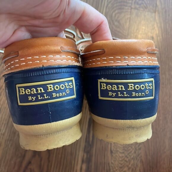 L.L. Bean “Bean Boots” navy blue & tan duck shoes - Picture 4 of 8